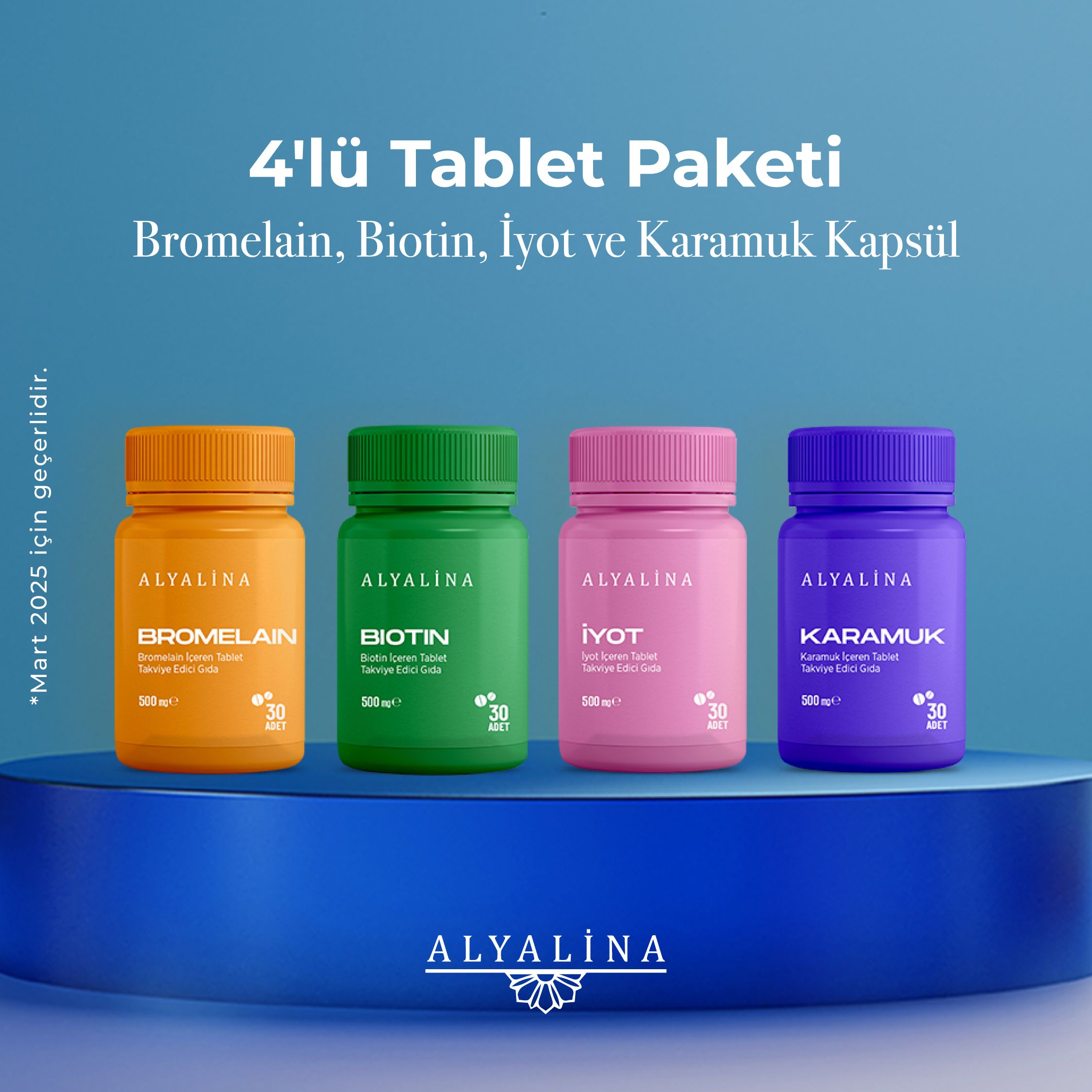 Dörtlü Tablet SetiKaramukBiotinİyotBromelain