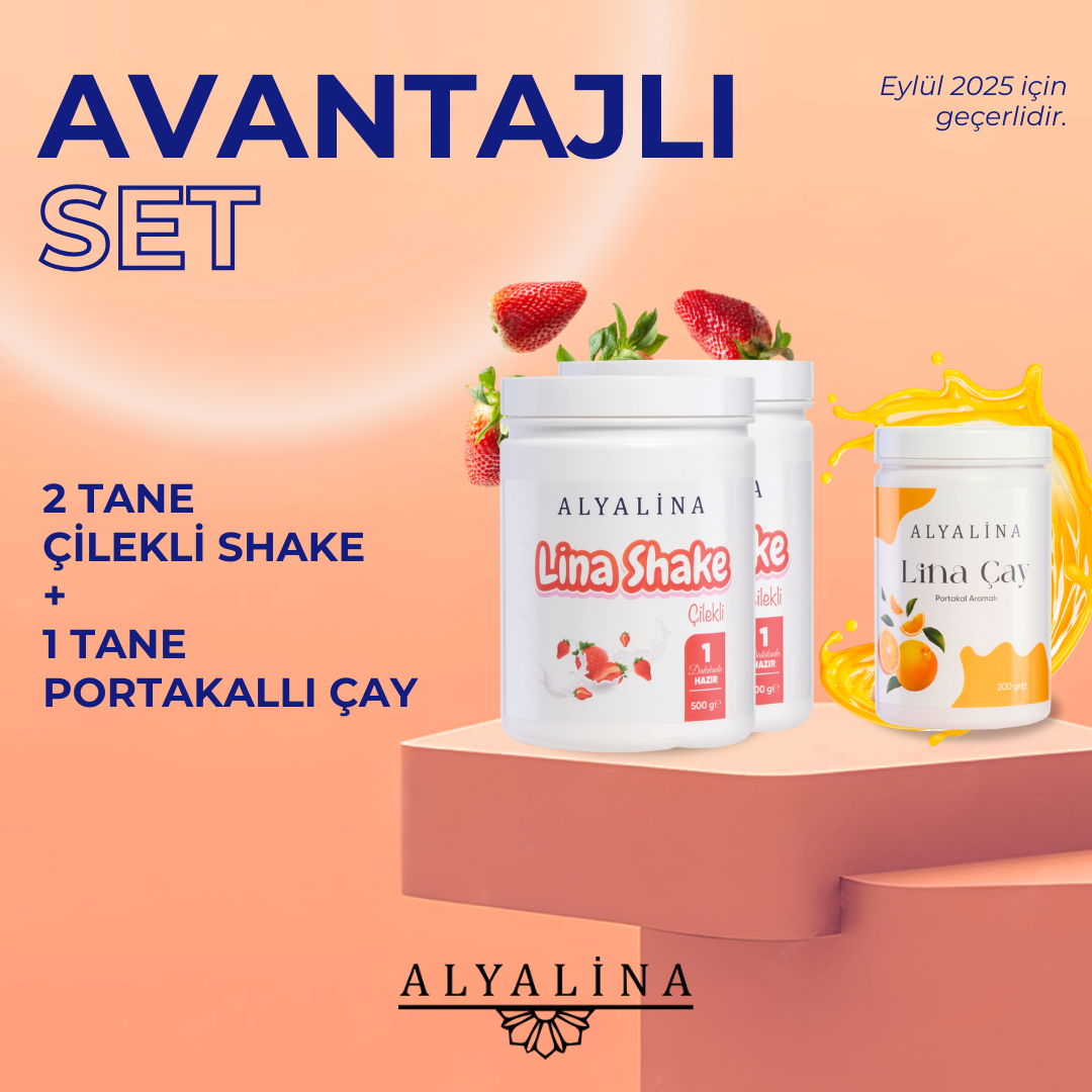 Alyalina 2 Tane Lina Çilekli Shake& Lina Portakal Aromalı Çay Avantajlı Set