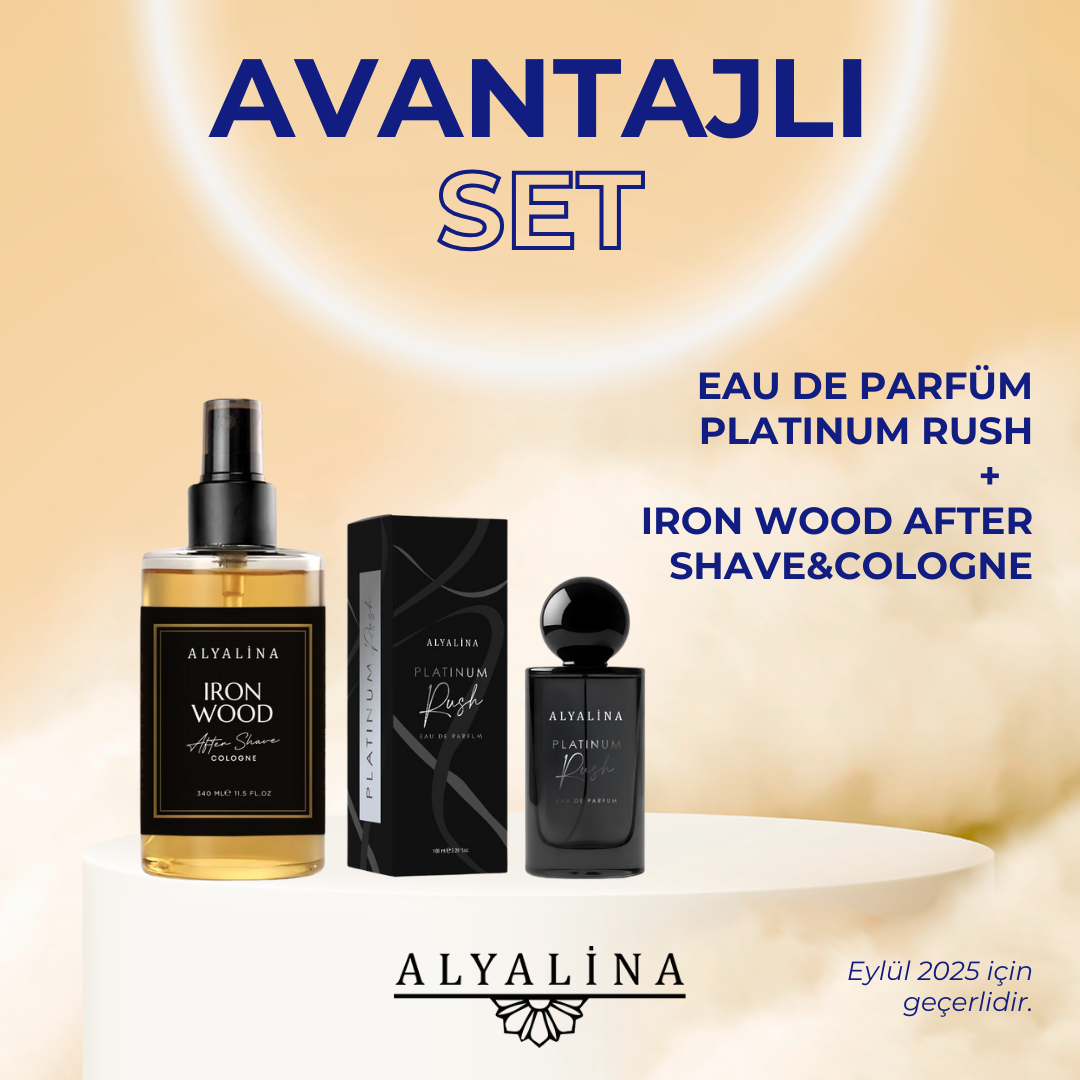 Alyalina Eau De Parfüm Platinum Rush 100 ml  Iron Wood After Shave&Cologne 340 ml