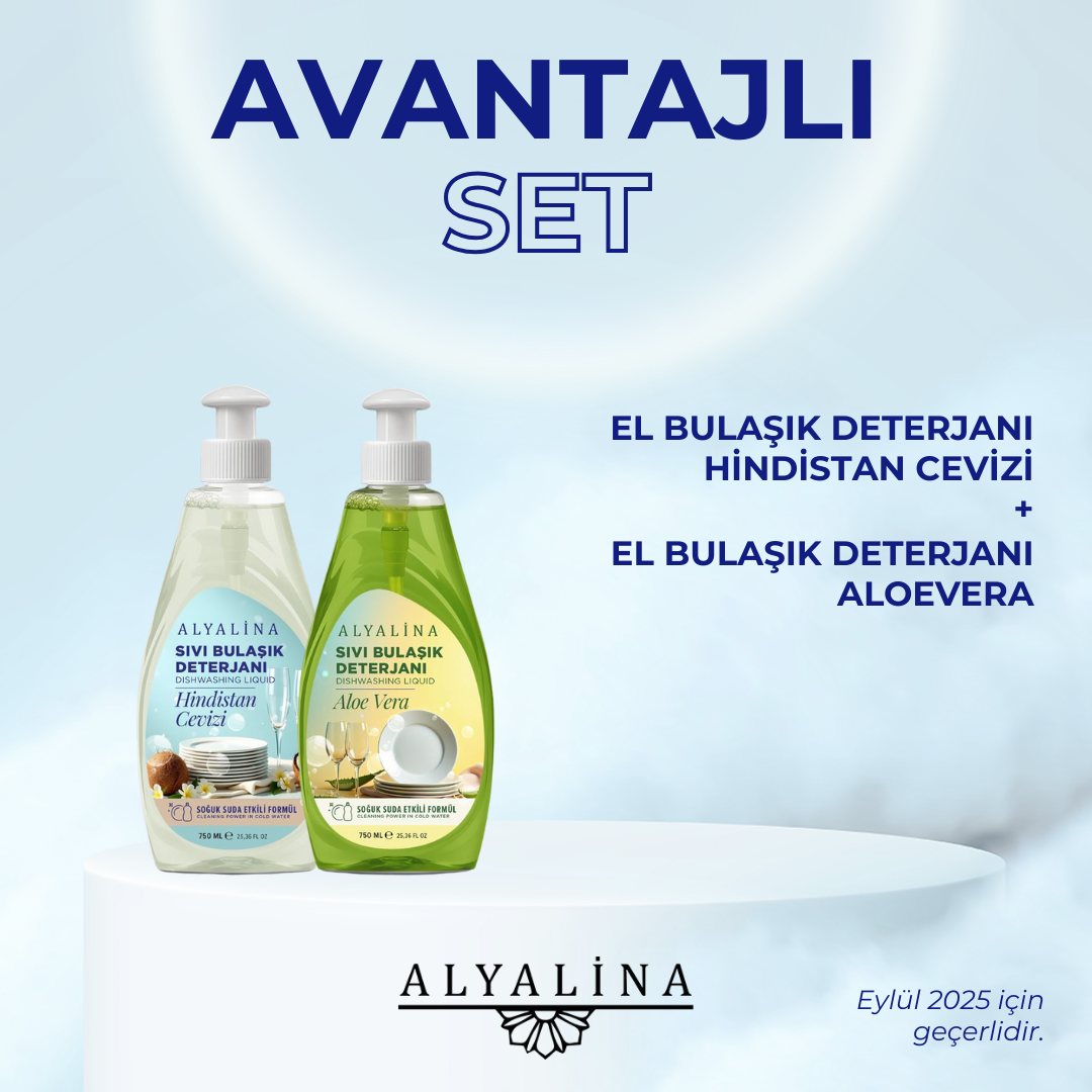 Alyalina Aloe Vera ve Hindistan Cevizi  Elde Bulaşık Deterjanı İkisi Birlikte