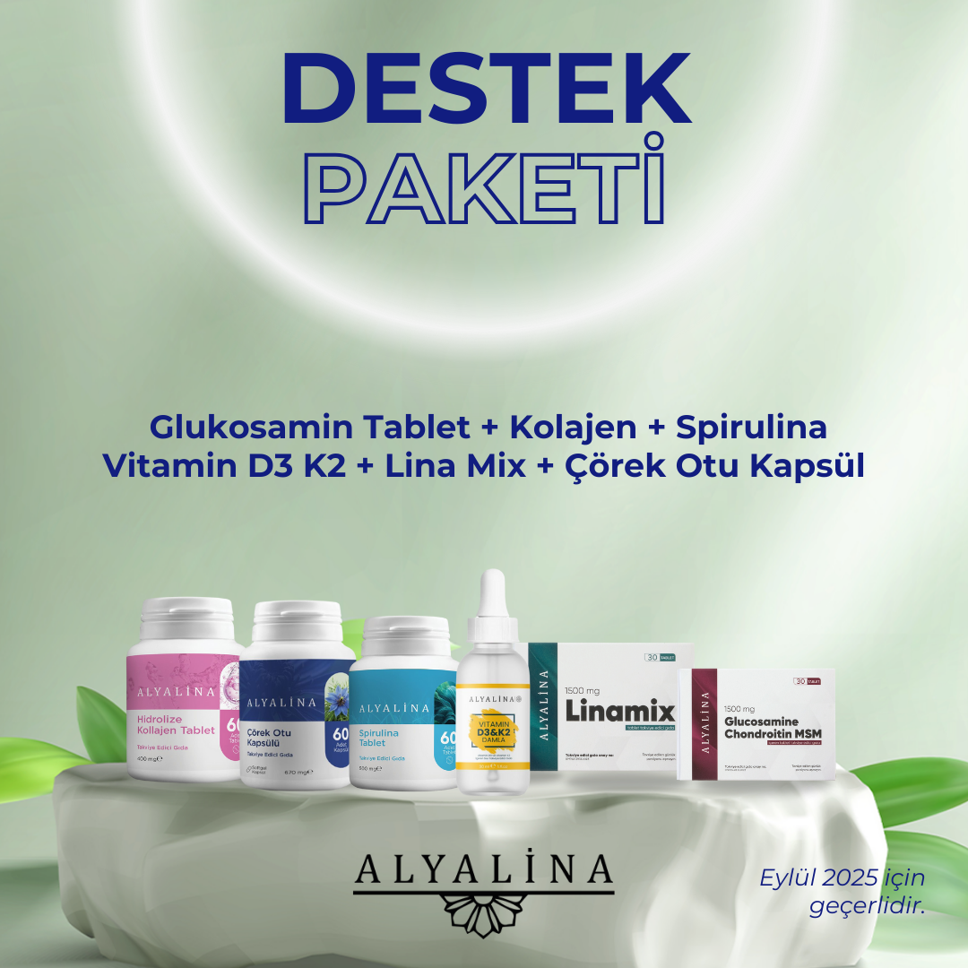 Alyalina Glucosamin Kollajen Spirulina D3K2 Vitamin Lina mix Çörek Otu Kapsül
