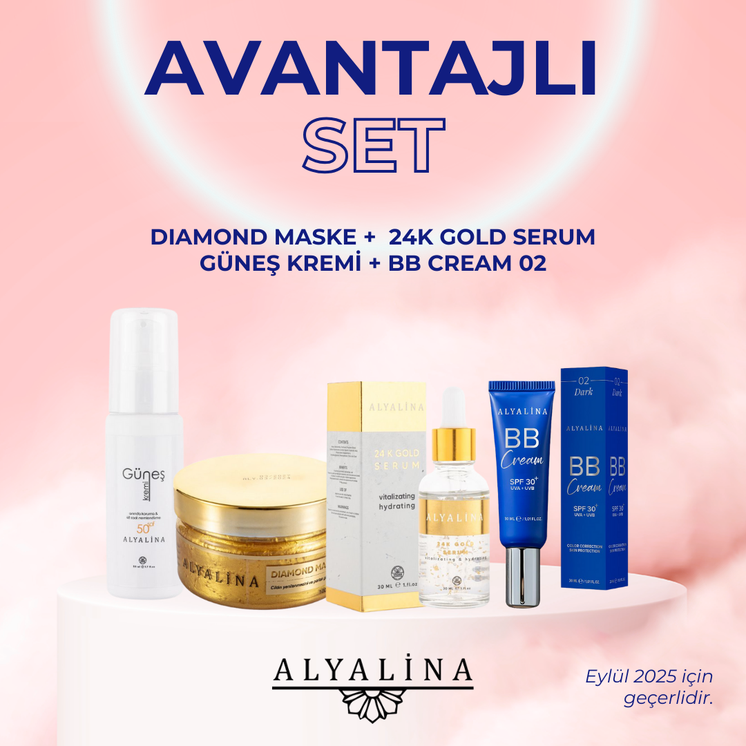 Alyalina 24K Gold Serum  Güneş Kremi  Bb Cream 02  Diamond Mask