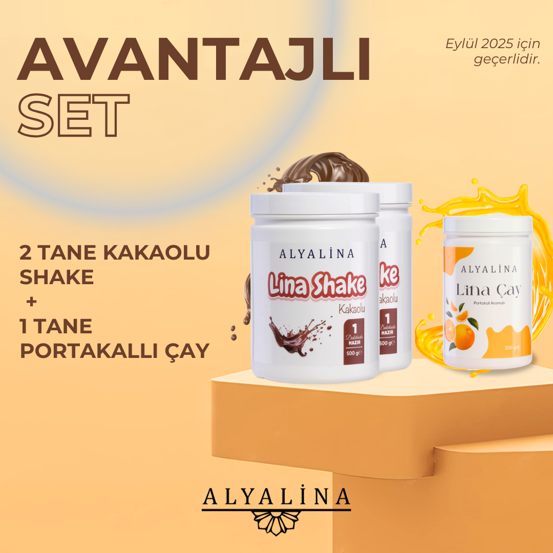 Alyalina 2 Tane Lina Kakaolu Shake& Lina Portakal Aromalı Çay Avantajlı Set