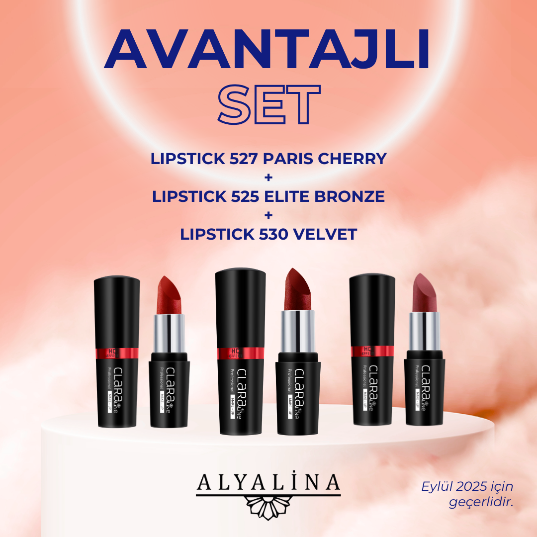 Alyalina Lipstick 527 Paris Cherry    Lipstick 525 Elite Bronze   Lipstick 530 Velvet