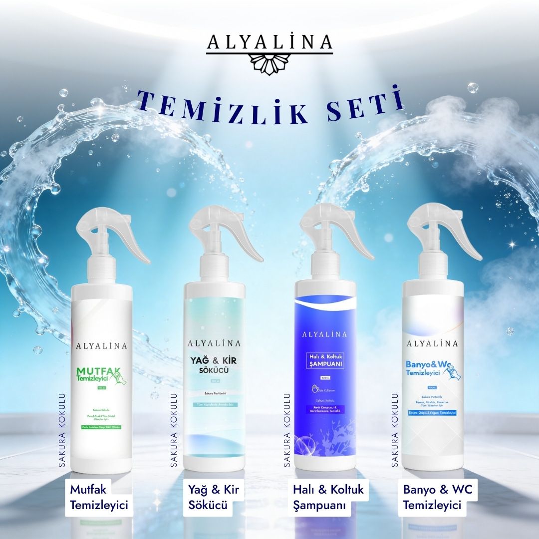 Alyalina 3-25 Nisan Saat 12:00’ye Kadar Geçerli Mutfak Temizleyici  Yağ & Kir Sökücü Halı Koltuk Şampuanı  Banyo & Wc Temizleyici 