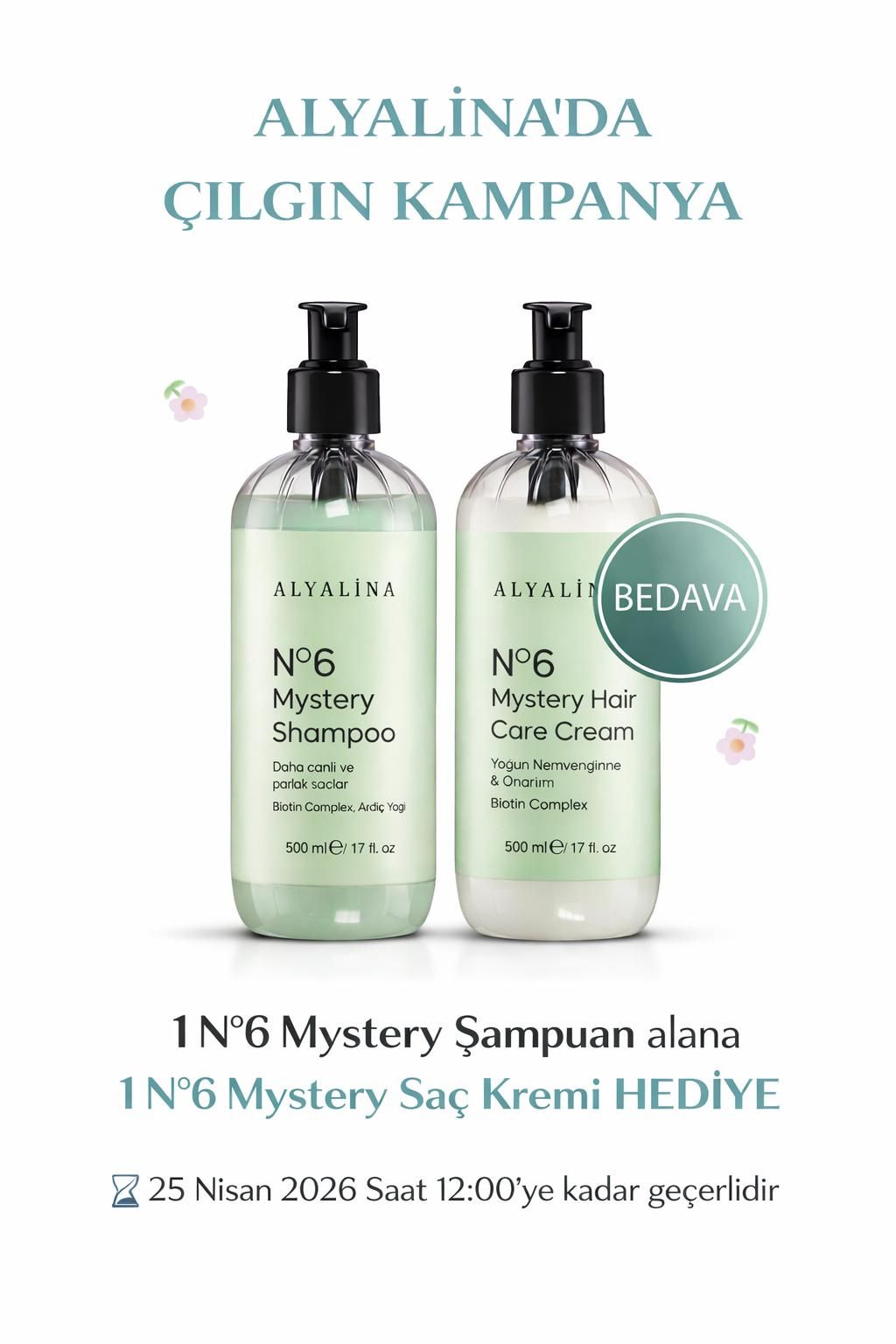 Alyalina Mystery Şampuan Alana Mystery Saç Kremi Hediye 25 Nisan 12:00 Kadar Geçerli